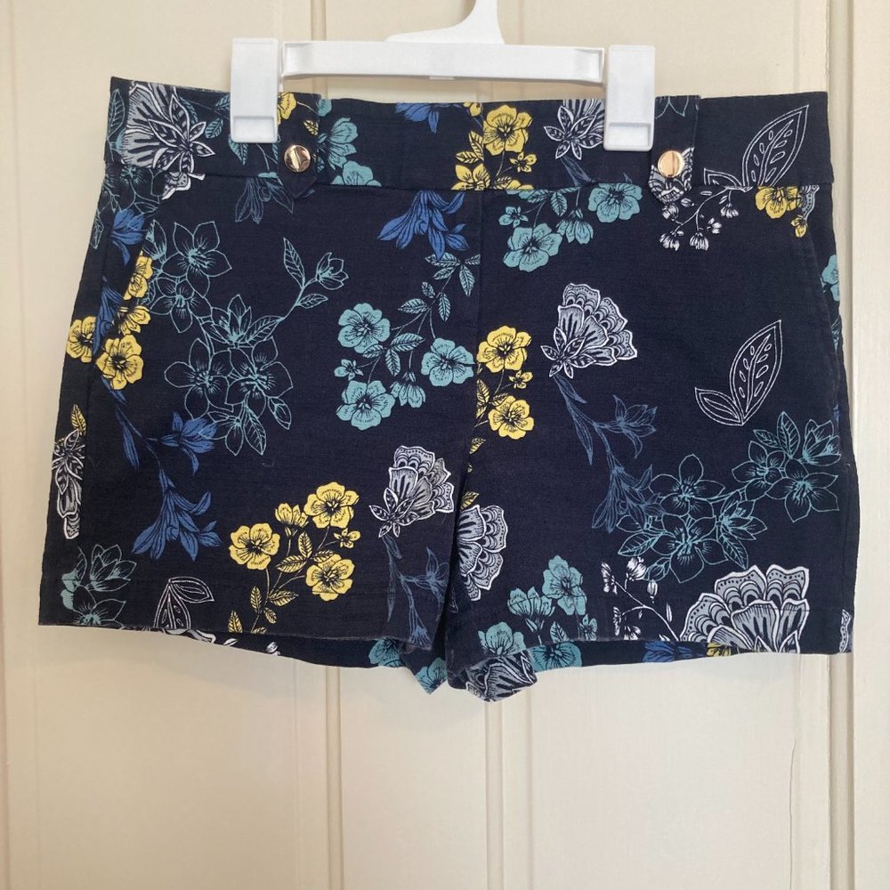 Loft Outlet Navy Floral 4" Chino Shorts